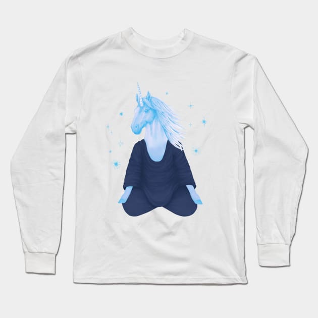 meditating unicorn 3 Long Sleeve T-Shirt by KindSpirits